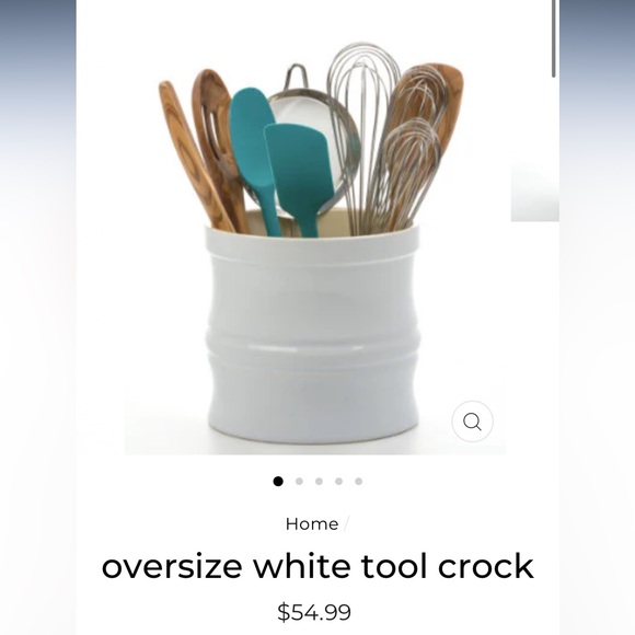 Oversized white stoneware utensil crock w/lazy susan - Picture 4 of 6